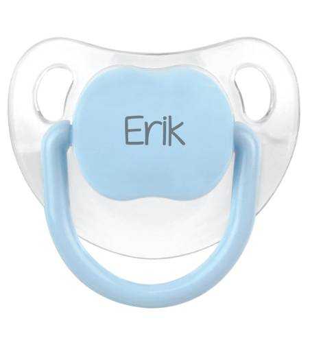 Chupete Baby Transparente Azul Pastel Personalizado 0-6M