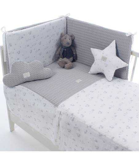 Colcha Y Protector Cuna Telma Gris Uzturre