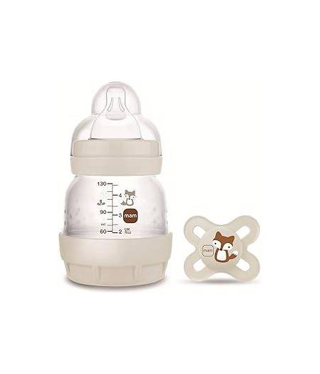 Pack Biberon + Chupete, Portachupete, Cadena Beige Y Sonajero.