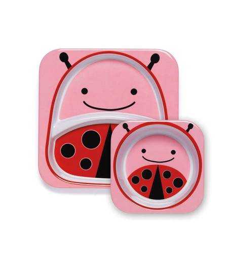 Vajilla Zoo Sets Lay Bug Plato Y Bol Mariquita Rosa Skip Hop