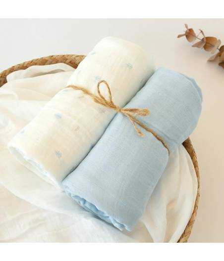 Pack Muselinas Bambu Azul De Kiokids