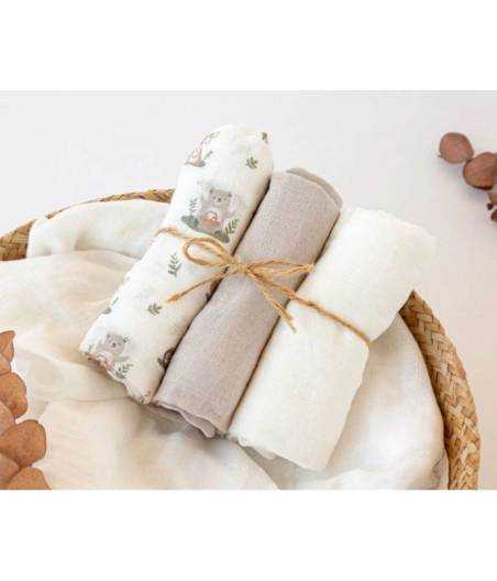 Pack 3 Muselinas Estampado Bosque Kiokids