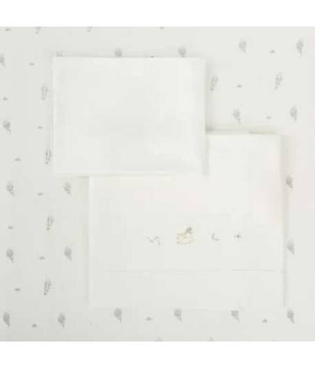 Sabanas De Cuna Punto Blue Sky Blanco Verde Bimbidreams