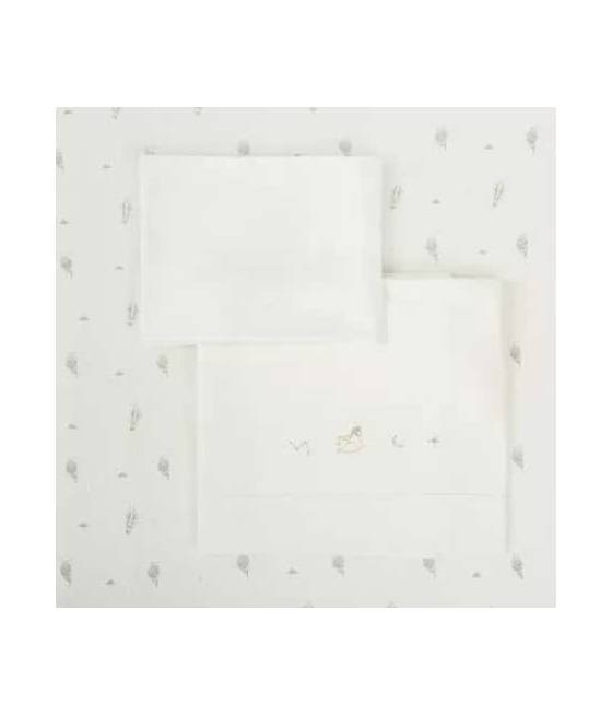 Sabanas De Minicuna Punto Blue Sky Blanco Verde Bimbidreams