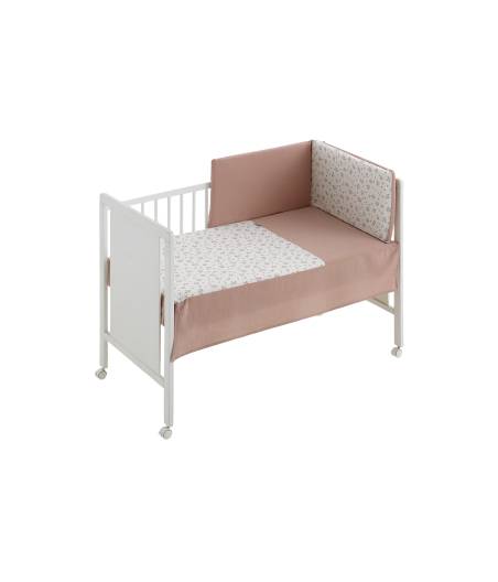 Colcha y Chichonera De Cuna Flor Rosa 606 D'Peques