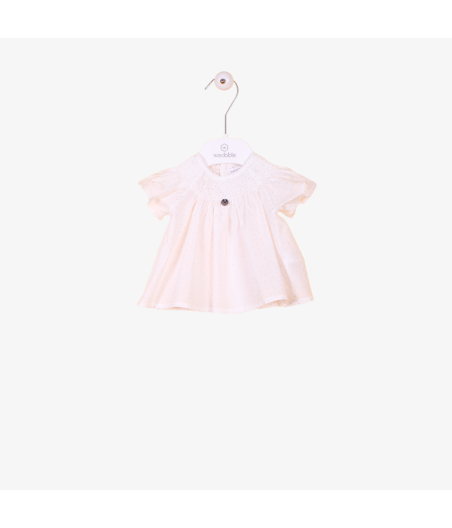 Blusa Panel De Abeja y Topos Gris Wedoble Algodon Organico