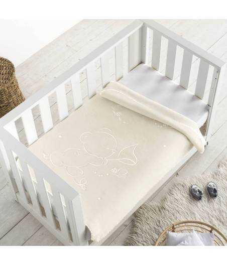 Manta Gofrada Osito Mariposas Beige 6654 Pielsa