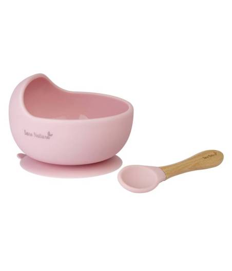 Bol - Set De Alimentacion Wave Rosa Saro Nature Con Ventosa